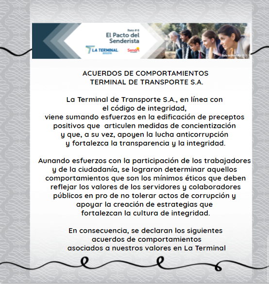 Acuerdos de comportamientos Terminal de Transporte