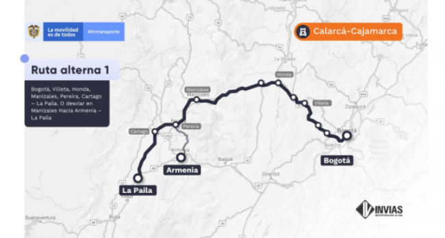 Ruta alterna por cierre corredor Calarcá – Cajamarca